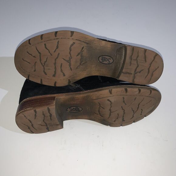 Sofft Boots Womens Size 8.5 Black Suede Ankle Zip Ruched Low Heel Booties SF0053 - Picture 9 of 9